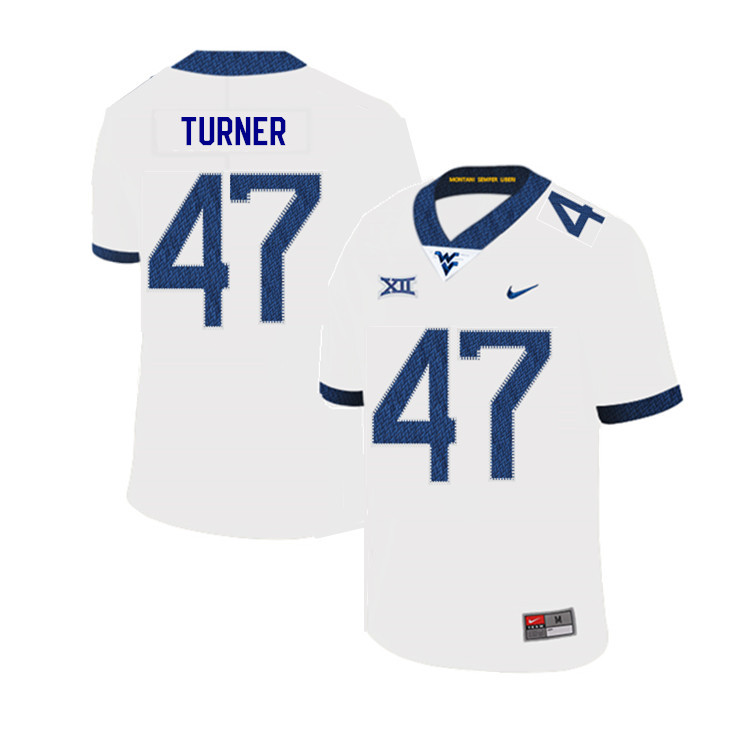 2019 Men #47 Joseph Turner West Virginia Mountaineers College Football Jerseys Sale-White - Click Image to Close